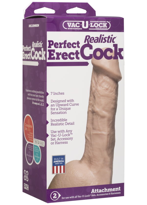 Vac-U-Lock™ - 7" Realistic Perfect Erect Cock - Vanilla