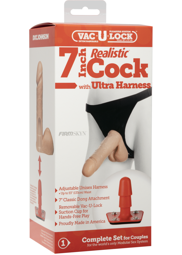 Vac-U-Lock™ Set - 7" Realistic Ultra Harness - Vanilla
