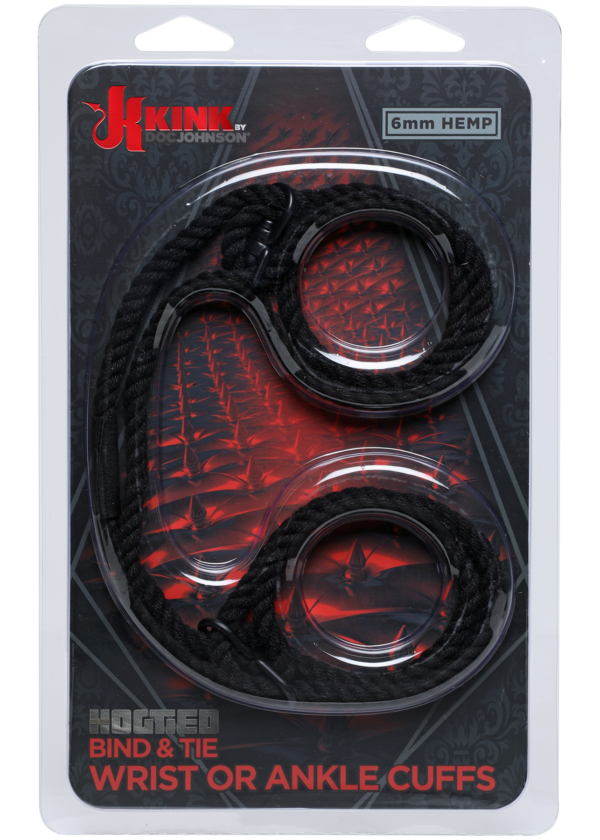 KINK - Hogtied - Bind & Tie - 6mm Hemp Wrist or Ankle Cuffs - Black
