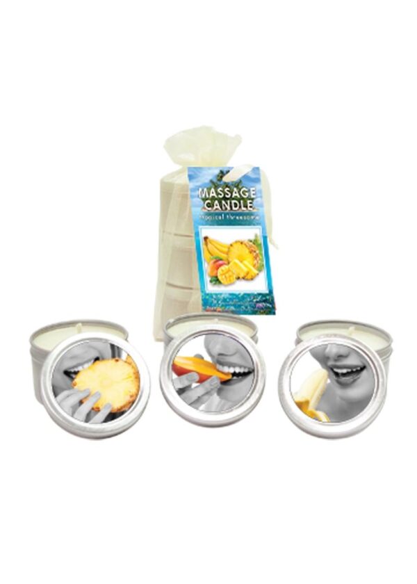 Earthly Body Hemp Seed Tropical Edible Massage Candle Set (Three 2oz Candles Per Set)