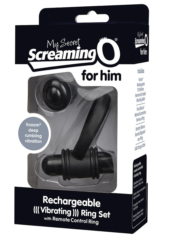 Screaming O My Secret Bullet And Ring For Him-Black